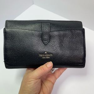 Black Leather Kate Spade Wristlet Wallet